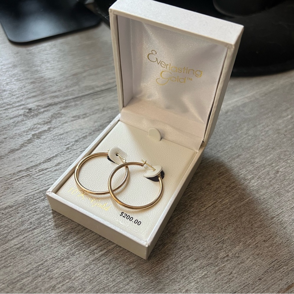 10k Real Yellow Gold Medium Hoop Earrings 1.8mm X 28mm